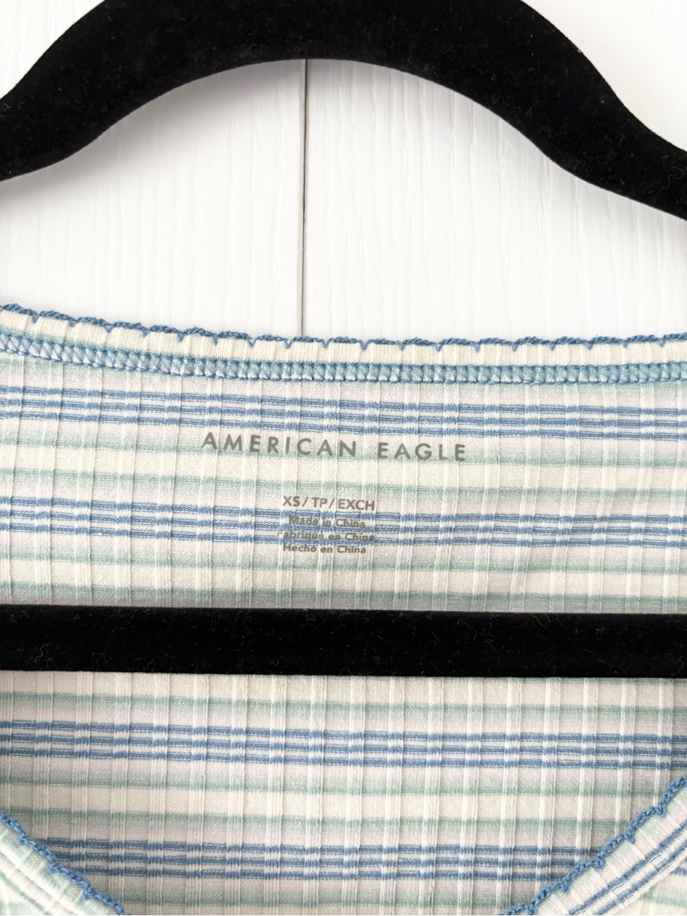 American Eagle Blue and Green Ribbed Top - Picture 4 of 4